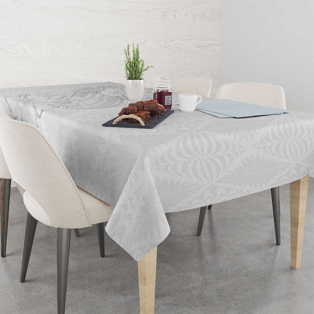 Tokelau White Sunday Tablecloth Elegant Hibiscus Polynesian Tribal Pattern LT05 - Polynesian Pride