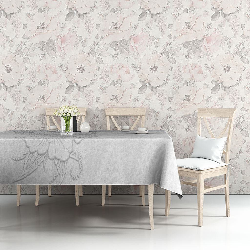 Tokelau White Sunday Tablecloth Elegant Hibiscus Polynesian Tribal Pattern LT05 - Polynesian Pride