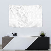 Tokelau White Sunday Tapestry Elegant Hibiscus Polynesian Tribal Pattern LT05 - Polynesian Pride