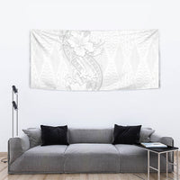 Tokelau White Sunday Tapestry Elegant Hibiscus Polynesian Tribal Pattern LT05 - Polynesian Pride