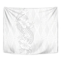Tokelau White Sunday Tapestry Elegant Hibiscus Polynesian Tribal Pattern LT05 - Polynesian Pride