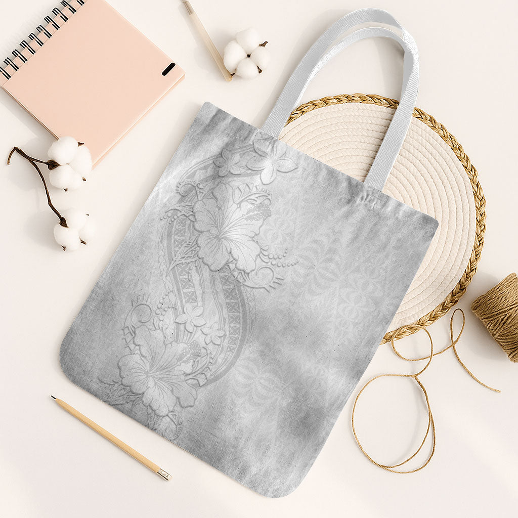 Tokelau White Sunday Tote Bag Elegant Hibiscus Polynesian Tribal Pattern LT05 White Strap One Size White - Polynesian Pride