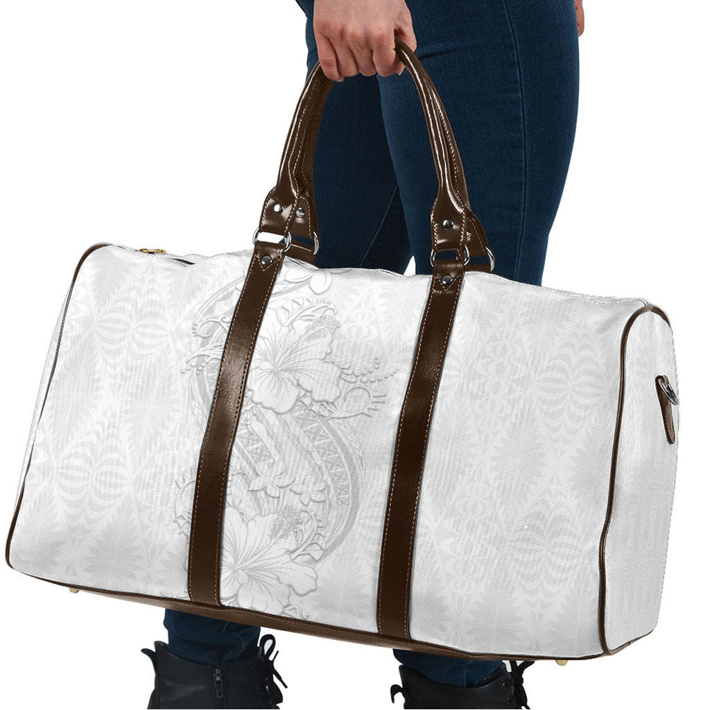 Tokelau White Sunday Travel Bag Elegant Hibiscus Polynesian Tribal Pattern LT05 - Polynesian Pride