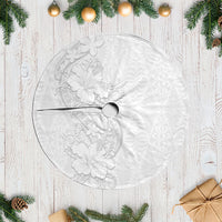 Tokelau White Sunday Tree Skirt Elegant Hibiscus Polynesian Tribal Pattern
