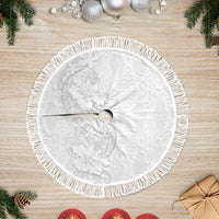 Tokelau White Sunday Tree Skirt Elegant Hibiscus Polynesian Tribal Pattern