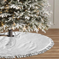 Tokelau White Sunday Tree Skirt Elegant Hibiscus Polynesian Tribal Pattern