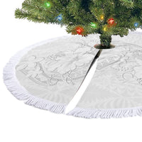 Tokelau White Sunday Tree Skirt Elegant Hibiscus Polynesian Tribal Pattern