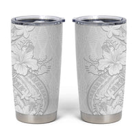 Tokelau White Sunday Tumbler Cup Elegant Hibiscus Polynesian Tribal Pattern LT05 White - Polynesian Pride