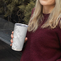 Tokelau White Sunday Tumbler Cup Elegant Hibiscus Polynesian Tribal Pattern LT05 - Polynesian Pride