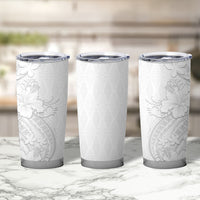 Tokelau White Sunday Tumbler Cup Elegant Hibiscus Polynesian Tribal Pattern LT05 - Polynesian Pride