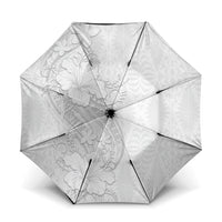Tokelau White Sunday Umbrella Elegant Hibiscus Polynesian Tribal Pattern LT05 One Size Folded 11.42 inch Opened Diameter 37.4 inch White - Polynesian Pride