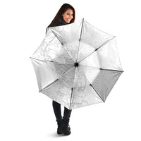 Tokelau White Sunday Umbrella Elegant Hibiscus Polynesian Tribal Pattern LT05 - Polynesian Pride