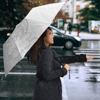 Tokelau White Sunday Umbrella Elegant Hibiscus Polynesian Tribal Pattern LT05 - Polynesian Pride