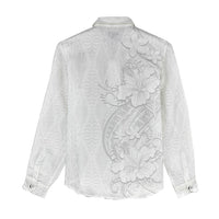 Tokelau White Sunday Women Casual Shirt Elegant Hibiscus Polynesian Tribal Pattern LT05 - Polynesian Pride