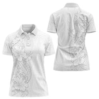 Tokelau White Sunday Women Polo Shirt Elegant Hibiscus Polynesian Tribal Pattern LT05 - Polynesian Pride