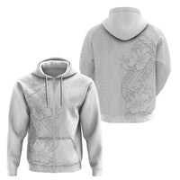 Tokelau White Sunday Zip Hoodie Elegant Hibiscus Polynesian Tribal Pattern LT05 - Polynesian Pride