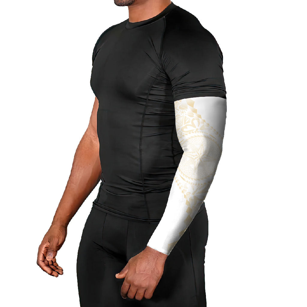 Tonga White Sunday Arm Sleeves Lotu Tamaiti Tongan Kupesi Pattern LT05 - Polynesian Pride