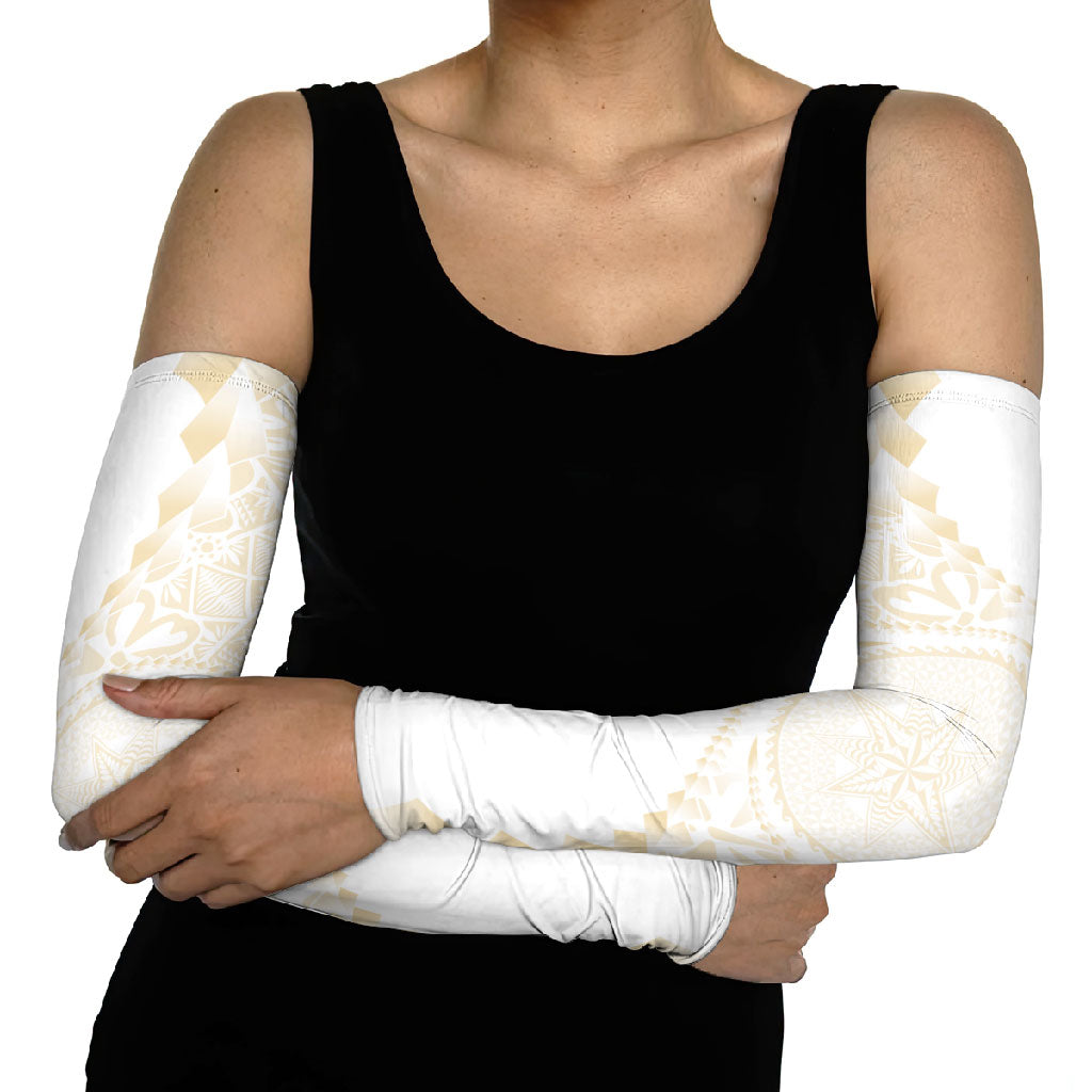 Tonga White Sunday Arm Sleeves Lotu Tamaiti Tongan Kupesi Pattern LT05 - Polynesian Pride