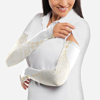 Tonga White Sunday Arm Sleeves Lotu Tamaiti Tongan Kupesi Pattern LT05 - Polynesian Pride