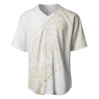 Tonga White Sunday Baseball Jersey Lotu Tamaiti Tongan Kupesi Pattern LT05 Beige - Polynesian Pride