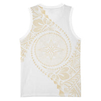 Tonga White Sunday Basketball Jersey Lotu Tamaiti Tongan Kupesi Pattern LT05 - Polynesian Pride