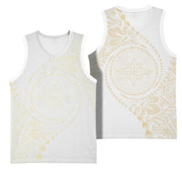 Tonga White Sunday Basketball Jersey Lotu Tamaiti Tongan Kupesi Pattern LT05 - Polynesian Pride