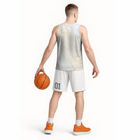 Tonga White Sunday Basketball Jersey Lotu Tamaiti Tongan Kupesi Pattern LT05 - Polynesian Pride