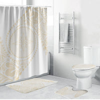 Tonga White Sunday Bathroom Set Lotu Tamaiti Tongan Kupesi Pattern LT05 Bathroom Set (4 pcs) Beige - Polynesian Pride