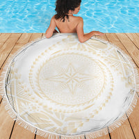 Tonga White Sunday Beach Blanket Lotu Tamaiti Tongan Kupesi Pattern LT05 - Polynesian Pride