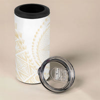 Tonga White Sunday 4 in 1 Can Cooler Tumbler Lotu Tamaiti Tongan Kupesi Pattern LT05 - Polynesian Pride