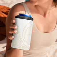 Tonga White Sunday 4 in 1 Can Cooler Tumbler Lotu Tamaiti Tongan Kupesi Pattern LT05 - Polynesian Pride