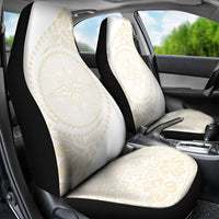 Tonga White Sunday Car Seat Cover Lotu Tamaiti Tongan Kupesi Pattern LT05 - Polynesian Pride