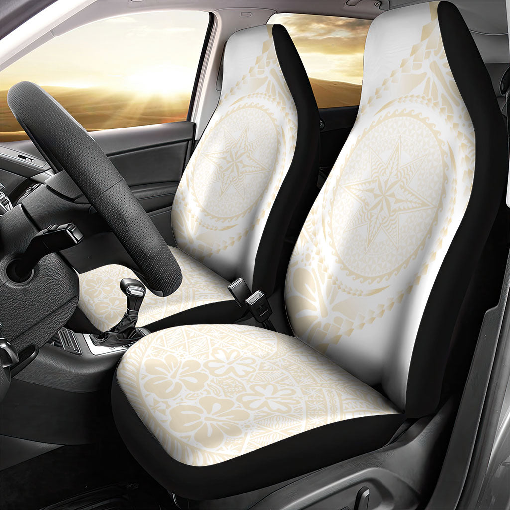 Tonga White Sunday Car Seat Cover Lotu Tamaiti Tongan Kupesi Pattern LT05 - Polynesian Pride