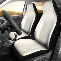 Tonga White Sunday Car Seat Cover Lotu Tamaiti Tongan Kupesi Pattern LT05 - Polynesian Pride