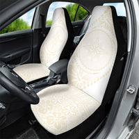 Tonga White Sunday Car Seat Cover Lotu Tamaiti Tongan Kupesi Pattern LT05 - Polynesian Pride