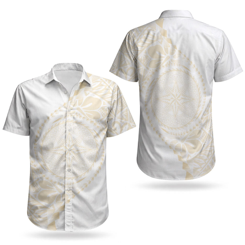 Tonga White Sunday Couples Matching Tank Maxi Dress and Hawaiian Shirt Lotu Tamaiti Tongan Kupesi Pattern LT05 - Polynesian Pride