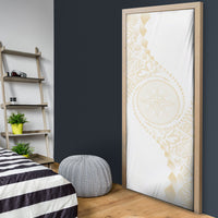 Tonga White Sunday Door Cover Lotu Tamaiti Tongan Kupesi Pattern LT05 - Polynesian Pride