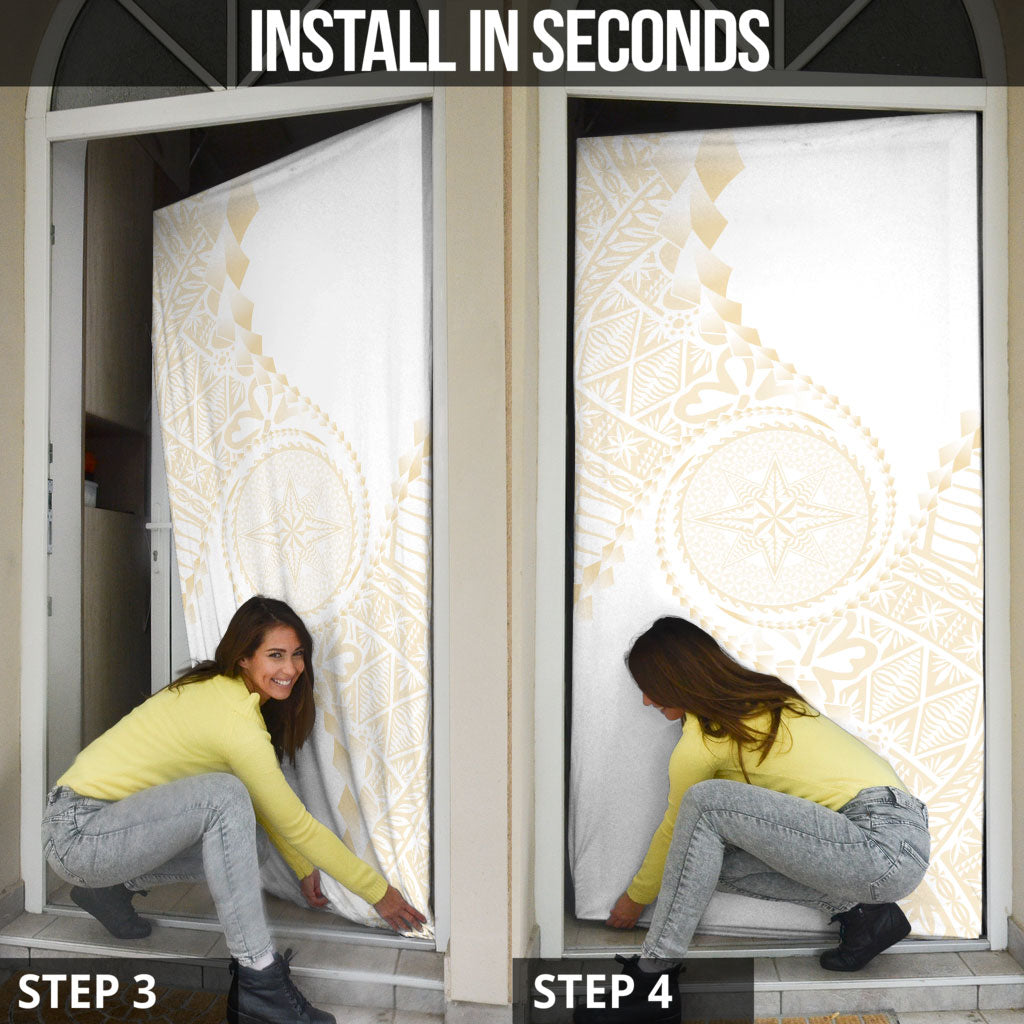 Tonga White Sunday Door Cover Lotu Tamaiti Tongan Kupesi Pattern LT05 - Polynesian Pride