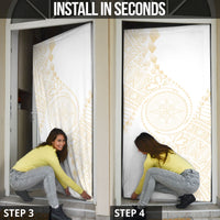 Tonga White Sunday Door Cover Lotu Tamaiti Tongan Kupesi Pattern LT05 - Polynesian Pride