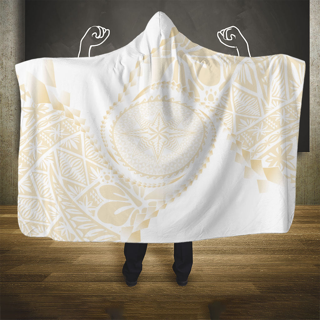 Tonga White Sunday Hooded Blanket Lotu Tamaiti Tongan Kupesi Pattern LT05 - Polynesian Pride