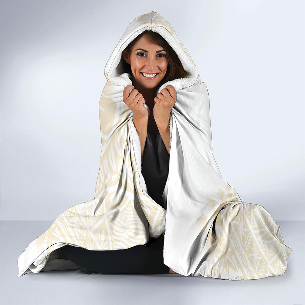 Tonga White Sunday Hooded Blanket Lotu Tamaiti Tongan Kupesi Pattern LT05 - Polynesian Pride
