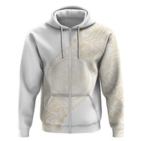 Tonga White Sunday Hoodie Lotu Tamaiti Tongan Kupesi Pattern LT05 Zip Hoodie Beige - Polynesian Pride