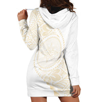 Tonga White Sunday Hoodie Dress Lotu Tamaiti Tongan Kupesi Pattern LT05 - Polynesian Pride