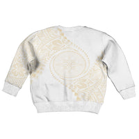 Tonga White Sunday Kid Ugly Christmas Sweater Lotu Tamaiti Tongan Kupesi Pattern LT05 - Polynesian Pride