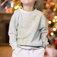 Tonga White Sunday Kid Ugly Christmas Sweater Lotu Tamaiti Tongan Kupesi Pattern LT05 - Polynesian Pride