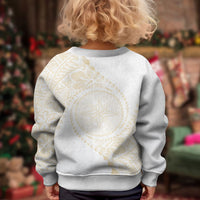 Tonga White Sunday Kid Ugly Christmas Sweater Lotu Tamaiti Tongan Kupesi Pattern LT05 - Polynesian Pride