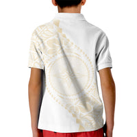 Tonga White Sunday Kid Polo Shirt Lotu Tamaiti Tongan Kupesi Pattern LT05 - Polynesian Pride