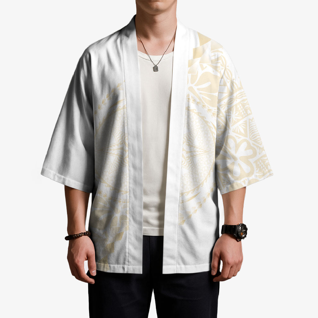 Tonga White Sunday Kimono Lotu Tamaiti Tongan Kupesi Pattern LT05 - Polynesian Pride