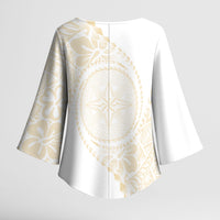 Tonga White Sunday Kimono Sleeve Blouse Lotu Tamaiti Tongan Kupesi Pattern LT05 - Polynesian Pride