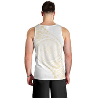 Tonga White Sunday Men Tank Top Lotu Tamaiti Tongan Kupesi Pattern LT05 - Polynesian Pride